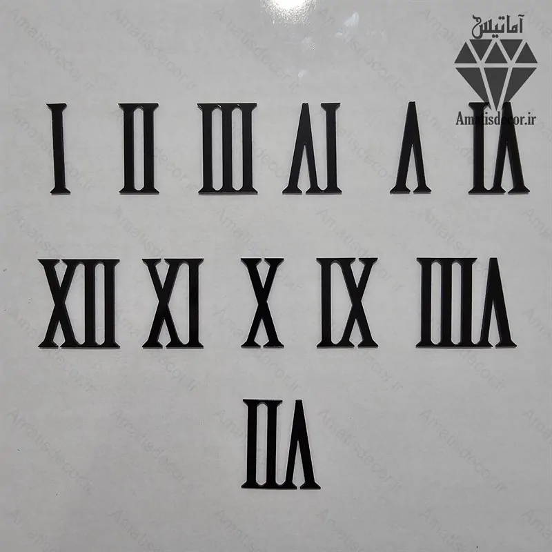 اعداد یونانی ساعت دیواری سری کامل کد 201 - رنگ طلایی و مشکی و نقره ای - جنس مولتی استایل - سایز 6 سانت - سری کامل اعداد یونانی مناسب انواع ساعت دیواری و تولید کنندگان ساعت