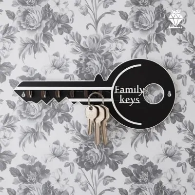 جا کلیدی دیواری طرح کلید 6 قلابه کد 105 - نمای کلی و روبه رو