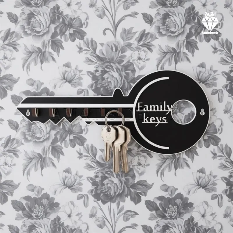 جا کلیدی دیواری طرح کلید 6 قلابه کد 105 - نمای کلی و روبه رو