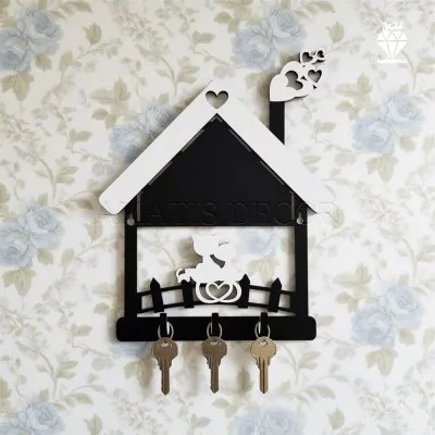 جا کلیدی دیواری طرح گربه و کلبه کد 106 - نمای کلی